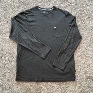 Tommy Bahama Gray New Skyline Long Sleeve Tee Shirt with Pocket Men’s Medium